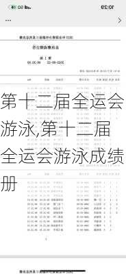 第十二届全运会游泳,第十二届全运会游泳成绩册