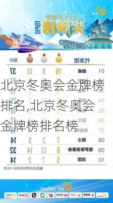 北京冬奥会金牌榜排名,北京冬奥会金牌榜排名榜