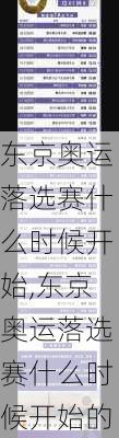 东京奥运落选赛什么时候开始,东京奥运落选赛什么时候开始的