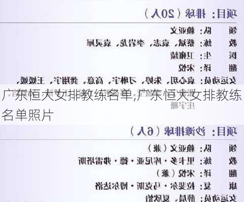 广东恒大女排教练名单,广东恒大女排教练名单照片