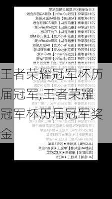 王者荣耀冠军杯历届冠军,王者荣耀冠军杯历届冠军奖金