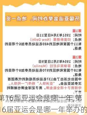 第16届亚运会是哪一年,第16届亚运会是哪一年举办的