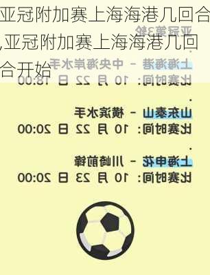 亚冠附加赛上海海港几回合,亚冠附加赛上海海港几回合开始
