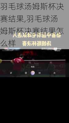 羽毛球汤姆斯杯决赛结果,羽毛球汤姆斯杯决赛结果怎么样