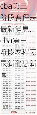 cba第三阶段赛程表最新消息,cba第三阶段赛程表最新消息新闻
