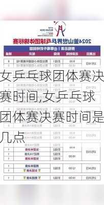 女乒乓球团体赛决赛时间,女乒乓球团体赛决赛时间是几点