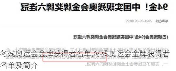 冬残奥运会金牌获得者名单,冬残奥运会金牌获得者名单及简介
