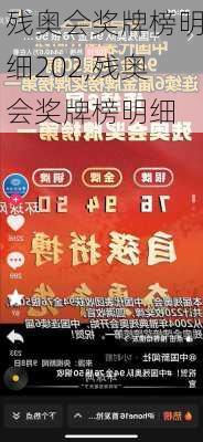 残奥会奖牌榜明细202,残奥会奖牌榜明细