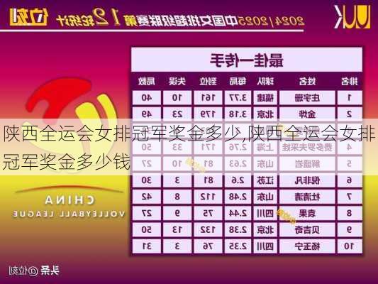 陕西全运会女排冠军奖金多少,陕西全运会女排冠军奖金多少钱