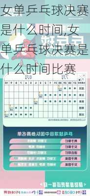 女单乒乓球决赛是什么时间,女单乒乓球决赛是什么时间比赛
