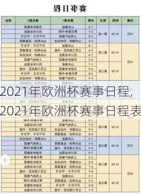 2021年欧洲杯赛事日程,2021年欧洲杯赛事日程表