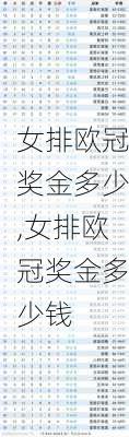 女排欧冠奖金多少,女排欧冠奖金多少钱