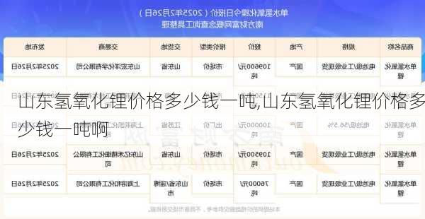 山东氢氧化锂价格多少钱一吨,山东氢氧化锂价格多少钱一吨啊