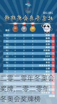 二零二零年冬奥会奖牌,二零二零年冬奥会奖牌榜