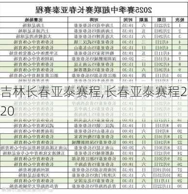 吉林长春亚泰赛程,长春亚泰赛程2020