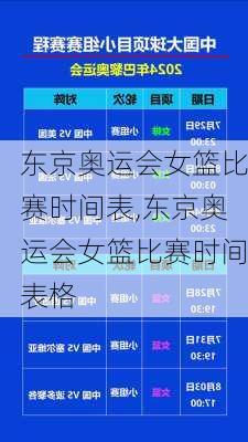 东京奥运会女篮比赛时间表,东京奥运会女篮比赛时间表格