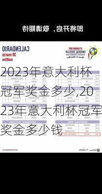 2023年意大利杯冠军奖金多少,2023年意大利杯冠军奖金多少钱