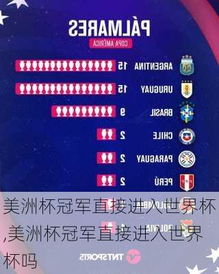美洲杯冠军直接进入世界杯,美洲杯冠军直接进入世界杯吗
