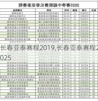 长春亚泰赛程2019,长春亚泰赛程2025