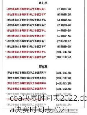 cba决赛时间表2022,cba决赛时间表2025