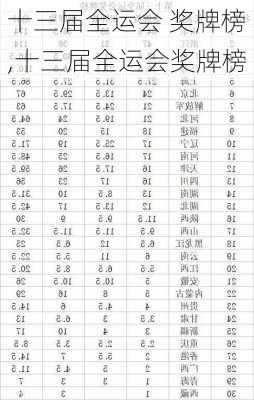十三届全运会 奖牌榜,十三届全运会奖牌榜