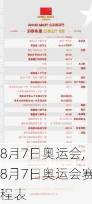 8月7日奥运会,8月7日奥运会赛程表