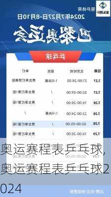 奥运赛程表乒乓球,奥运赛程表乒乓球2024