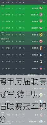 德甲历届联赛冠军,德甲历届联赛冠军积分