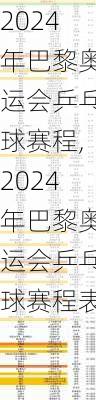 2024年巴黎奥运会乒乓球赛程,2024年巴黎奥运会乒乓球赛程表
