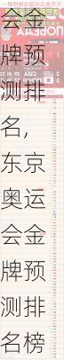 东京奥运会金牌预测排名,东京奥运会金牌预测排名榜
