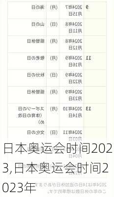 日本奥运会时间2023,日本奥运会时间2023年