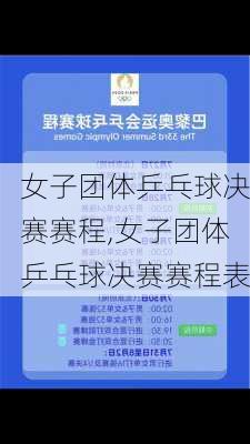 女子团体乒乓球决赛赛程,女子团体乒乓球决赛赛程表
