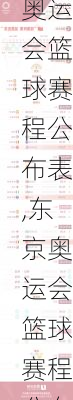 东京奥运会篮球赛程公布表,东京奥运会篮球赛程公布表格