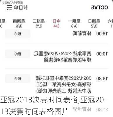 亚冠2013决赛时间表格,亚冠2013决赛时间表格图片