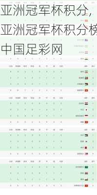 亚洲冠军杯积分,亚洲冠军杯积分榜中国足彩网