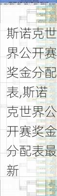斯诺克世界公开赛奖金分配表,斯诺克世界公开赛奖金分配表最新