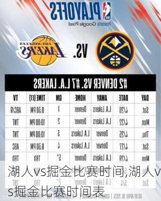 湖人vs掘金比赛时间,湖人vs掘金比赛时间表