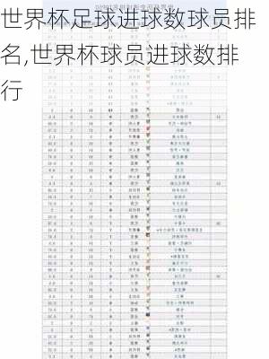世界杯足球进球数球员排名,世界杯球员进球数排行