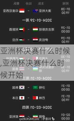 亚洲杯决赛什么时候,亚洲杯决赛什么时候开始