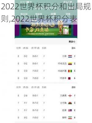 2022世界杯积分和出局规则,2022世界杯积分表