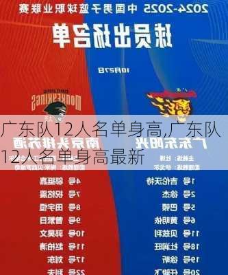 广东队12人名单身高,广东队12人名单身高最新