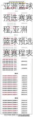 亚洲篮球预选赛赛程,亚洲篮球预选赛赛程表