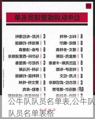 公牛队队员名单表,公牛队队员名单表格