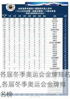 各届冬季奥运会金牌排名,各届冬季奥运会金牌排名榜