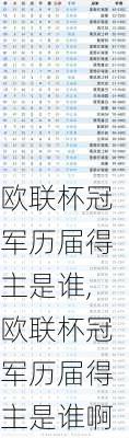 欧联杯冠军历届得主是谁,欧联杯冠军历届得主是谁啊