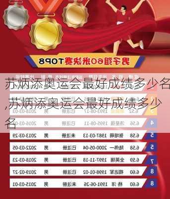 苏炳添奥运会最好成绩多少名,苏炳添奥运会最好成绩多少名