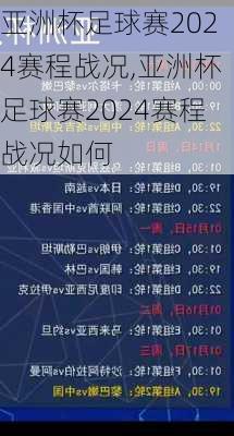 亚洲杯足球赛2024赛程战况,亚洲杯足球赛2024赛程战况如何
