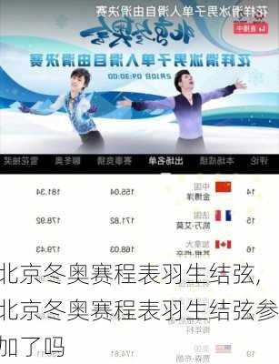 北京冬奥赛程表羽生结弦,北京冬奥赛程表羽生结弦参加了吗