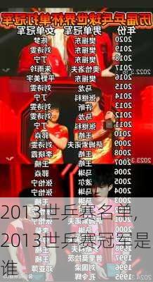 2013世乒赛名单,2013世乒赛冠军是谁