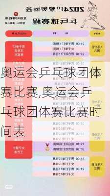奥运会乒乓球团体赛比赛,奥运会乒乓球团体赛比赛时间表